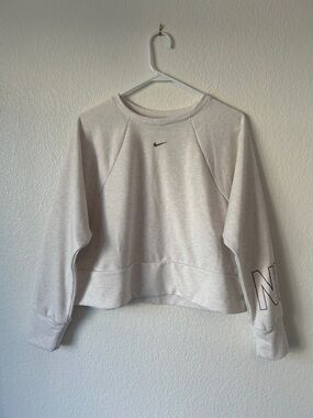 Nike Cream Crewneck Sweatshirt with Small Maroon Swoosh